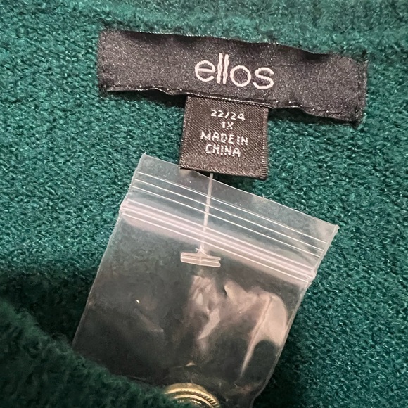 Ellos Women's Plus Size Button Trim Pullover Green Sweater Size 1X New - Picture 4 of 8